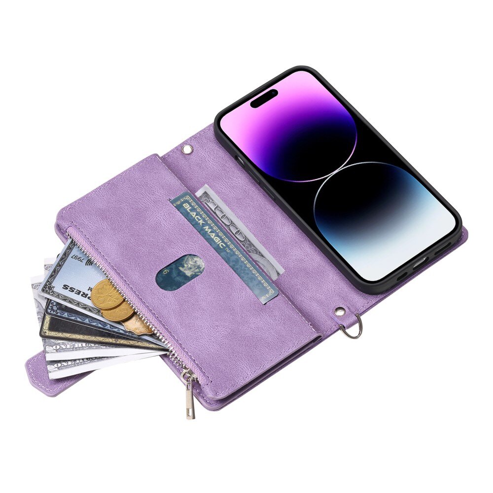 Borsa a portafoglio trapuntata iPhone 16 Pro Viola