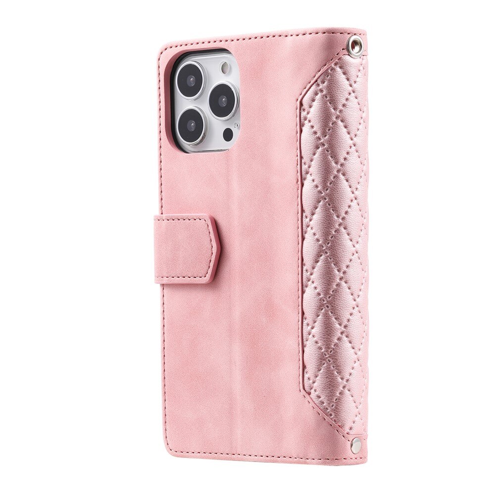 Borsa a portafoglio trapuntata iPhone 16 Pro Rosa