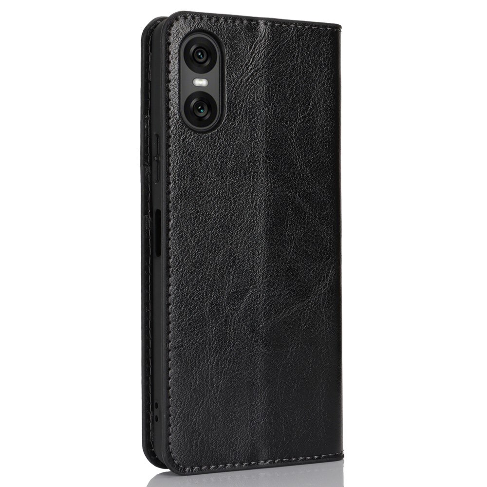 Cover Portafoglio in vera pelle Sony Xperia 10 VI nero