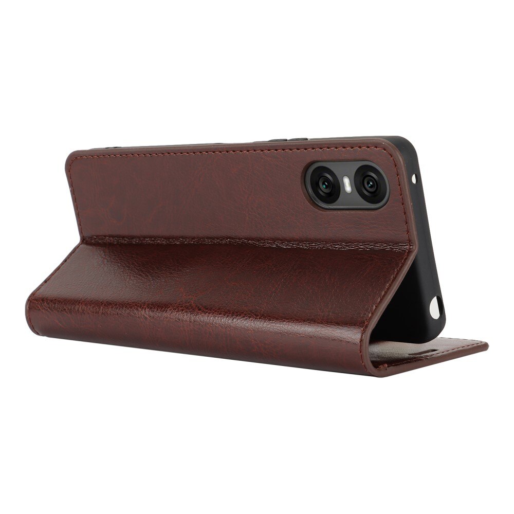 Cover Portafoglio in vera pelle Sony Xperia 10 VI marrone scuro