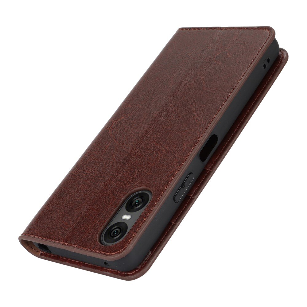 Cover Portafoglio in vera pelle Sony Xperia 10 VI marrone scuro