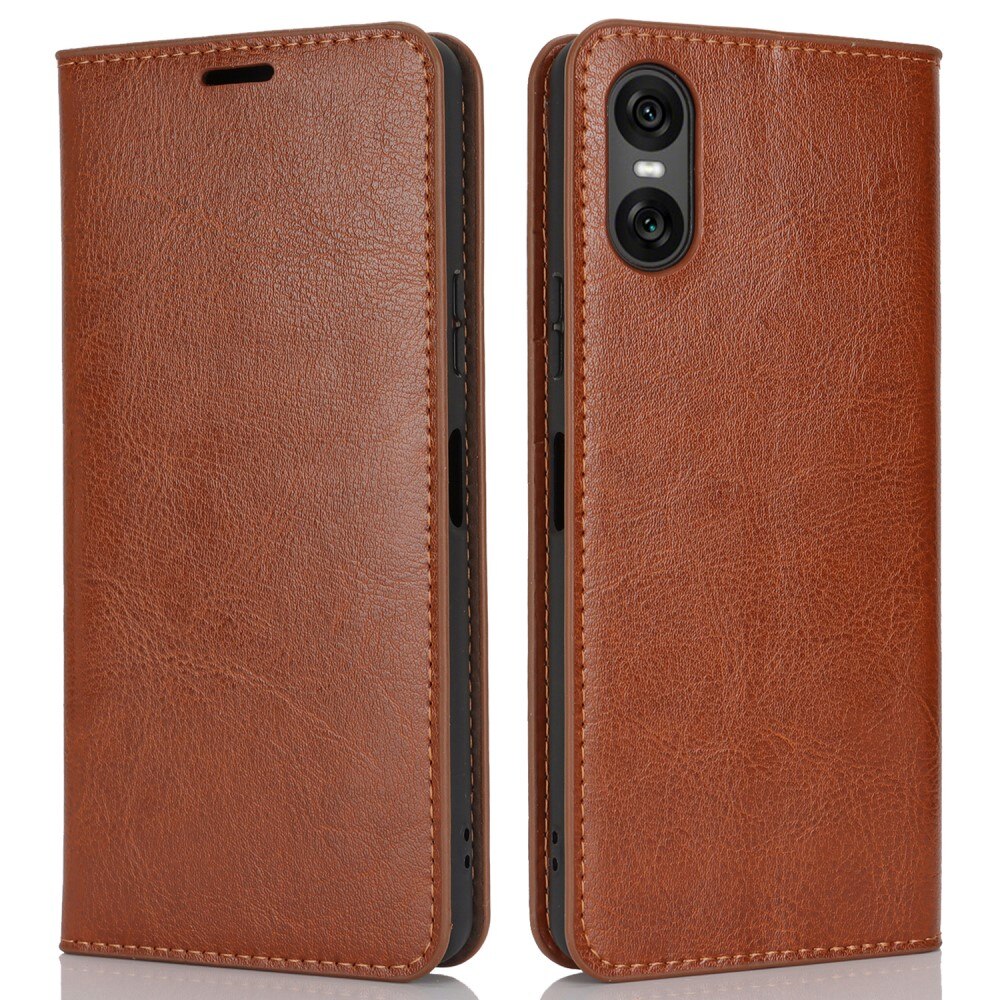 Cover Portafoglio in vera pelle Sony Xperia 10 VI marrone