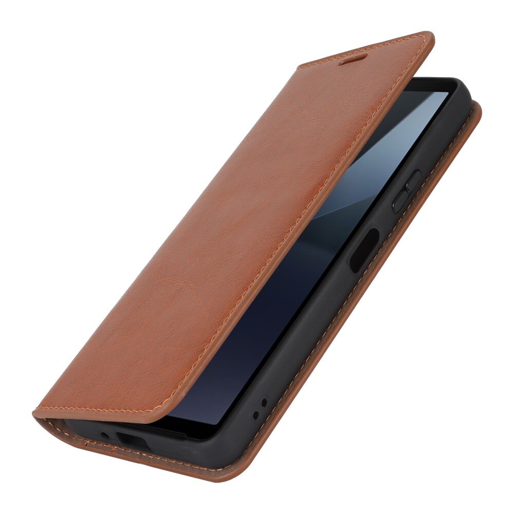 Cover Portafoglio in vera pelle Sony Xperia 10 VI marrone