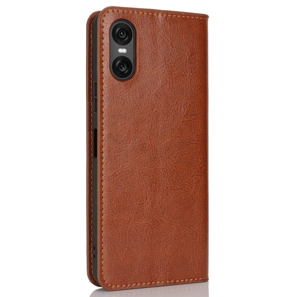 Cover Portafoglio in vera pelle Sony Xperia 10 VI marrone