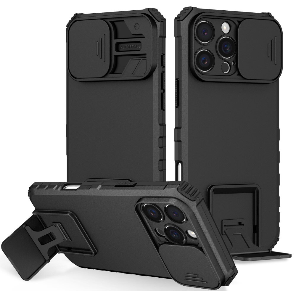 Cover Kickstand con Protezione fotocamera iPhone 16 Pro Max Nero