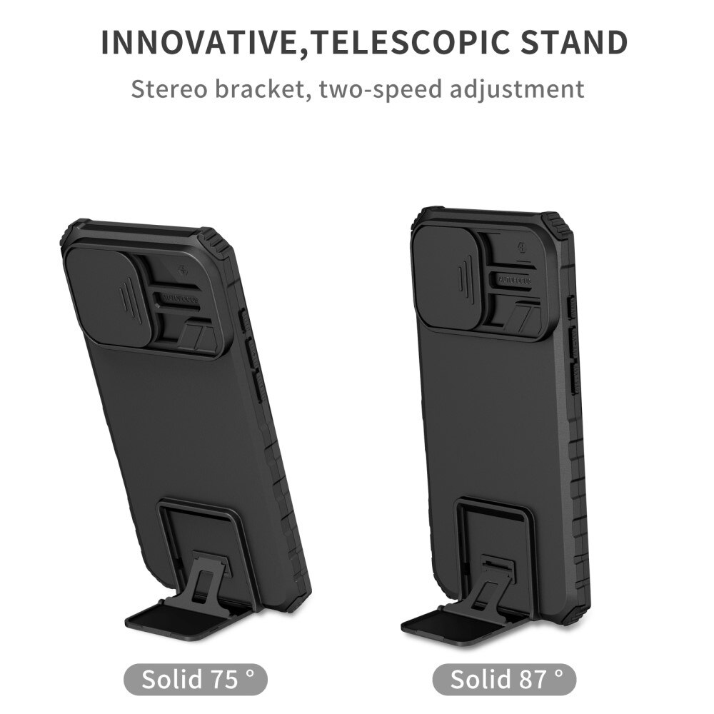 Cover Kickstand con Protezione fotocamera iPhone 16 Pro Max Nero