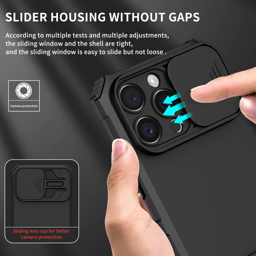 Cover Kickstand con Protezione fotocamera iPhone 16 Pro Max Nero