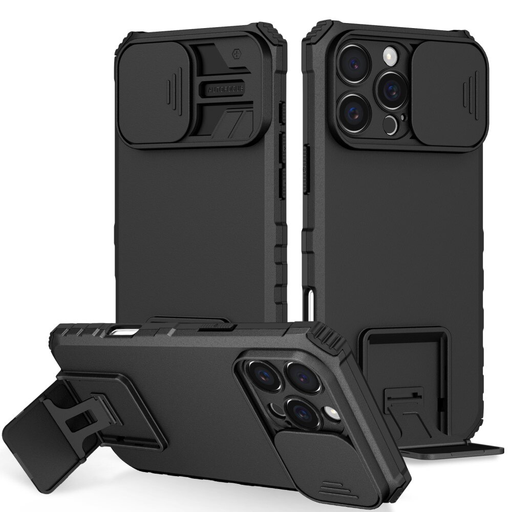 Cover Kickstand con Protezione fotocamera iPhone 16 Pro Nero