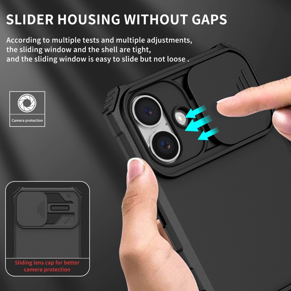 Cover Kickstand con Protezione fotocamera iPhone 16 Nero