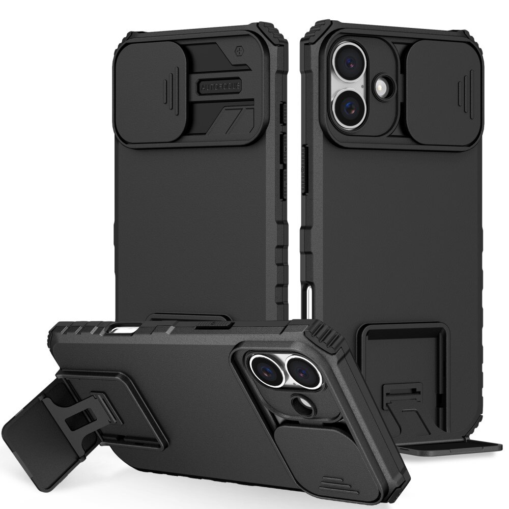 Cover Kickstand con Protezione fotocamera iPhone 16 Nero