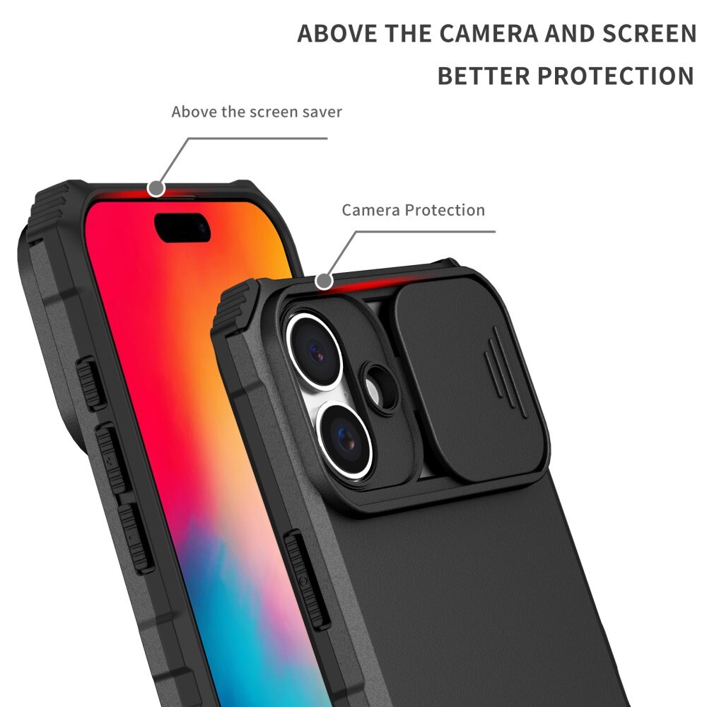 Cover Kickstand con Protezione fotocamera iPhone 16 Nero