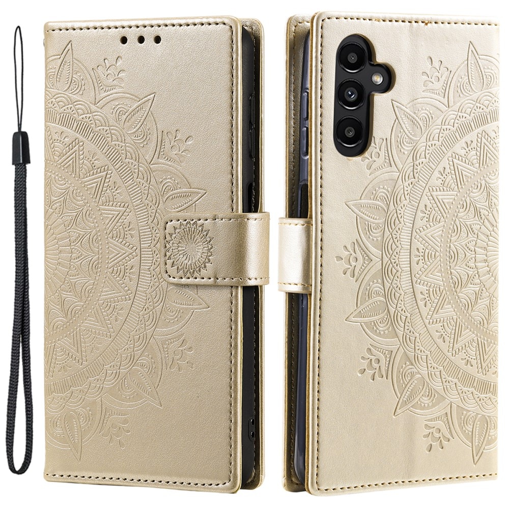 Custodia in pelle Mandala Samsung Galaxy A16 oro