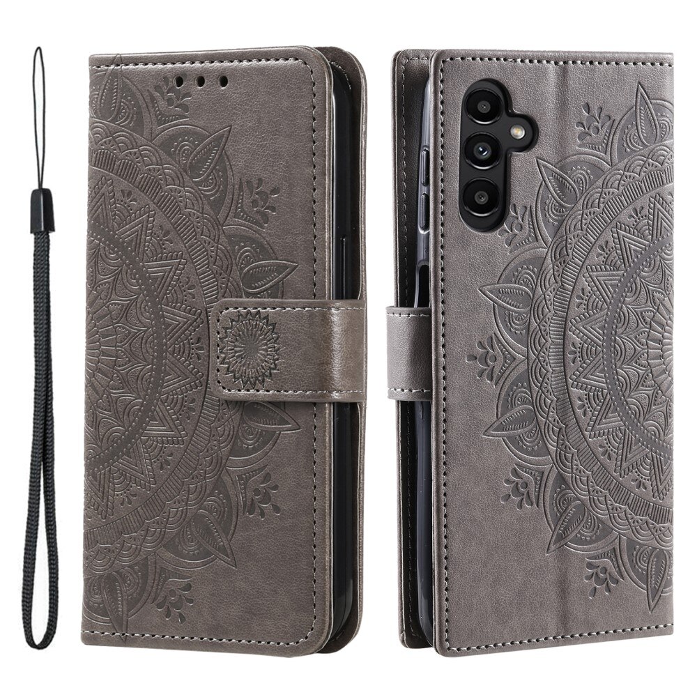 Custodia in pelle Mandala Samsung Galaxy A16 grigio