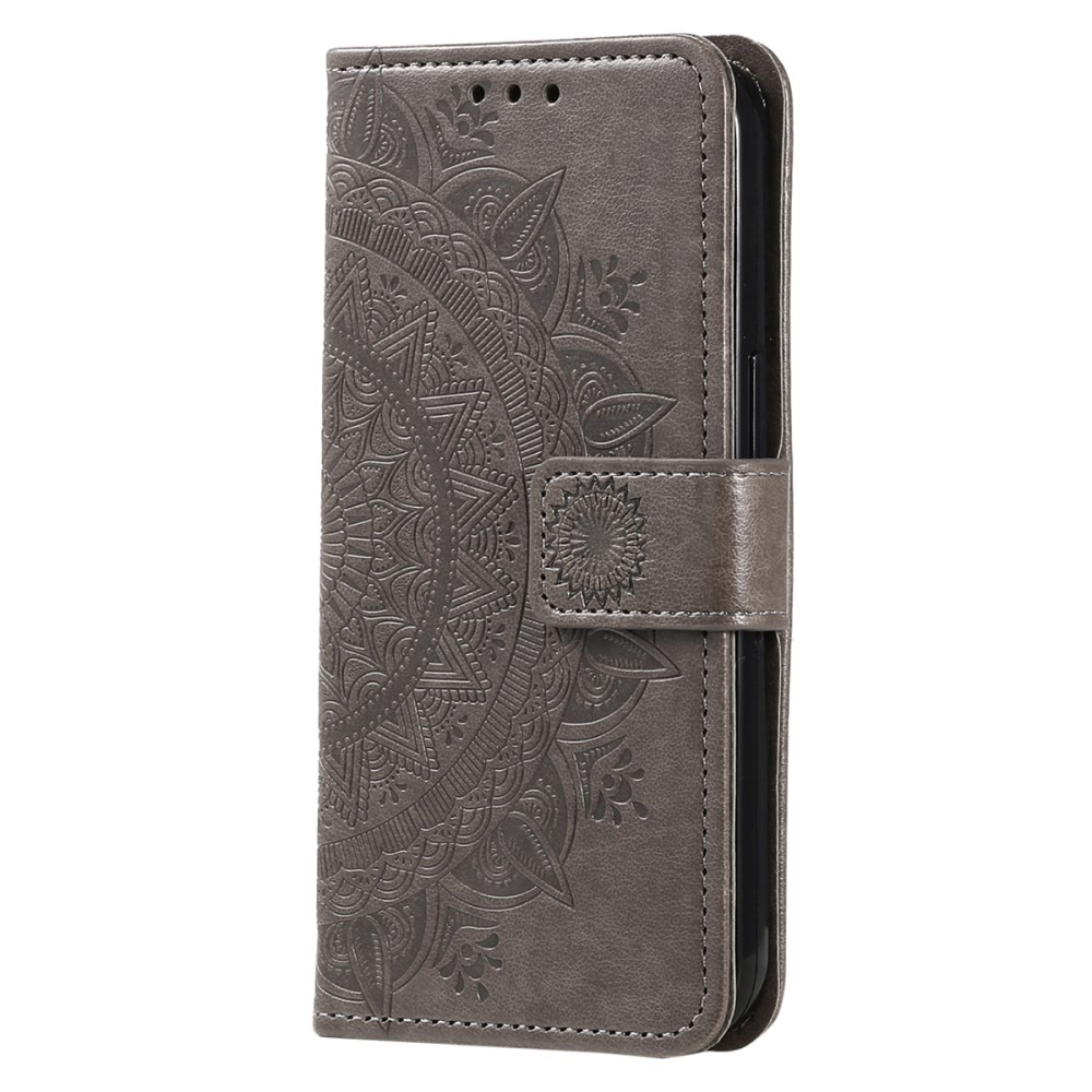 Custodia in pelle Mandala Samsung Galaxy A16 grigio