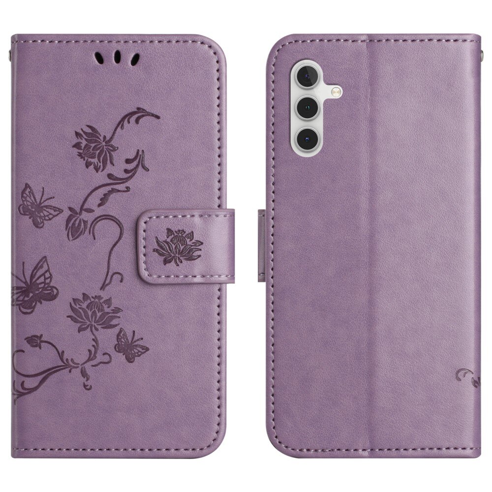 Custodia in pelle a farfalle per Samsung Galaxy A16, viola