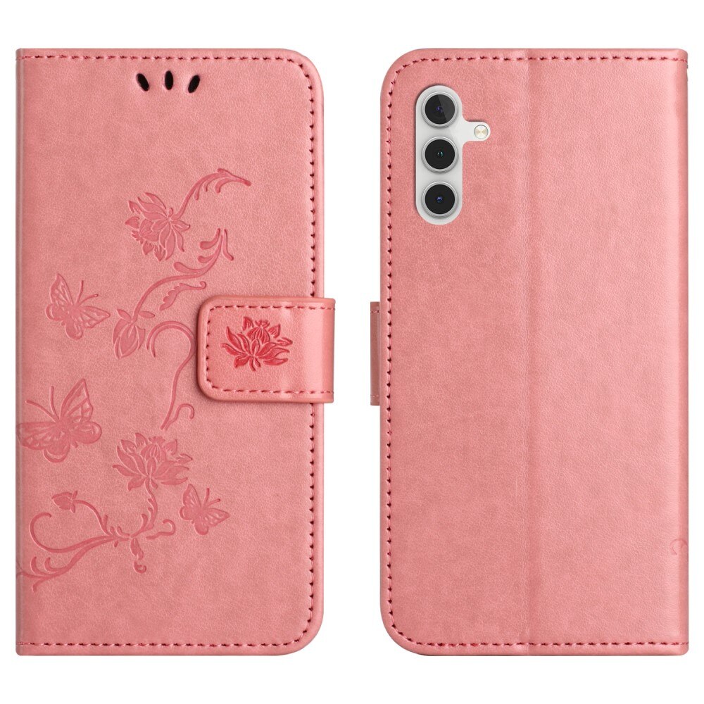 Custodia in pelle a farfalle per Samsung Galaxy A16, rosa