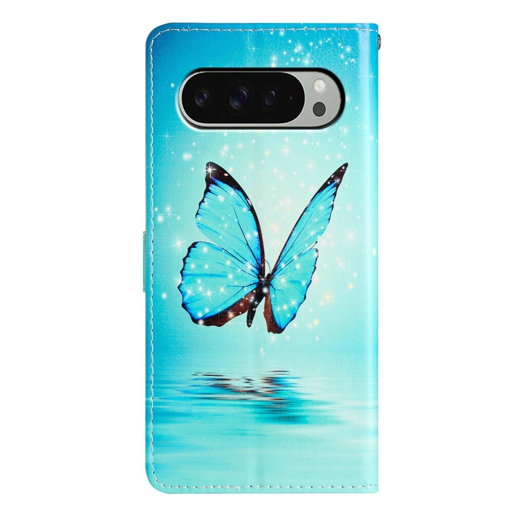 Cover portafoglio Google Pixel 9 farfalle blu