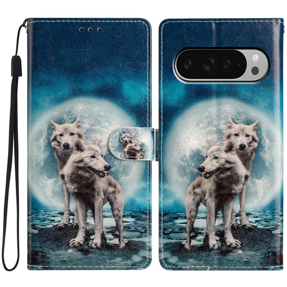 Cover portafoglio Google Pixel 9 lupi