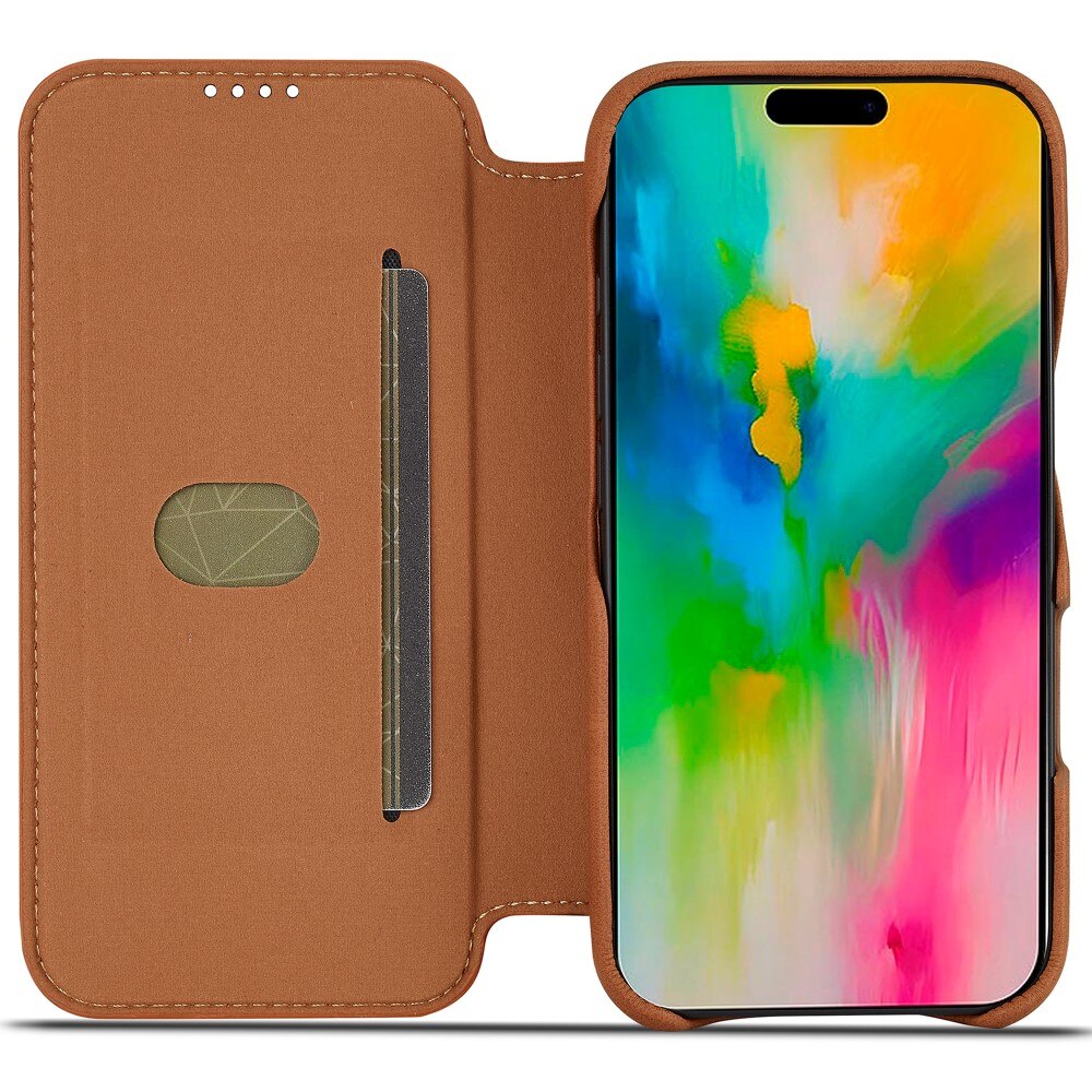 Custodie a portafoglio sottili iPhone 16 cognac