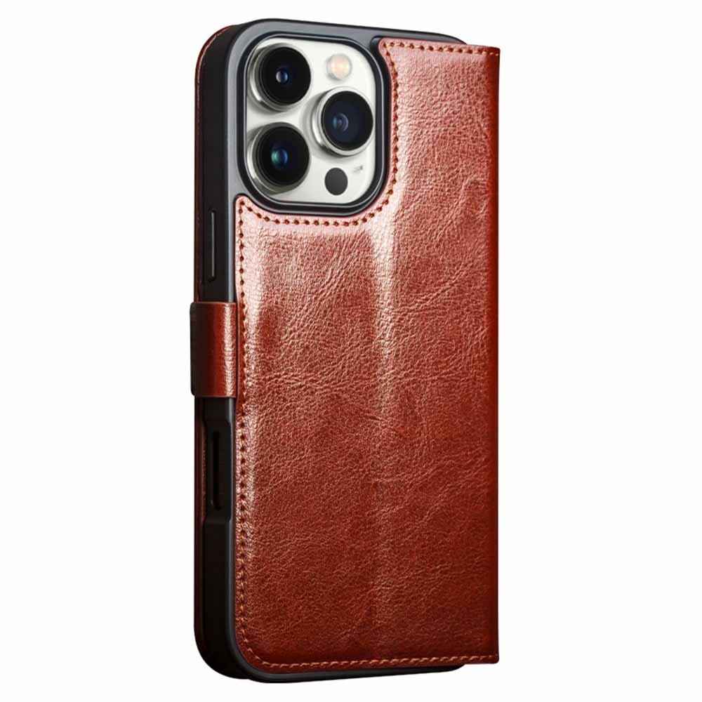 Leather Wallet Case iPhone 16 Pro Brown