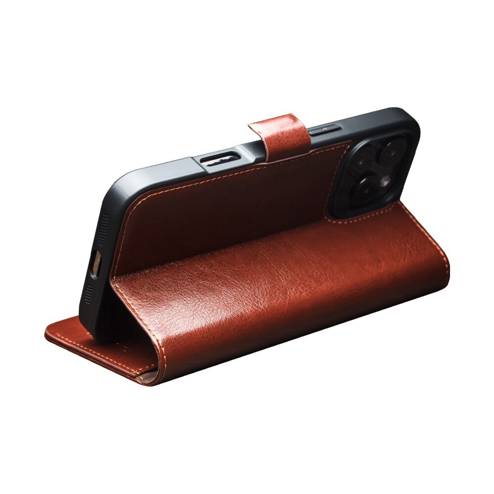 Leather Wallet Case iPhone 16 Pro Max Brown