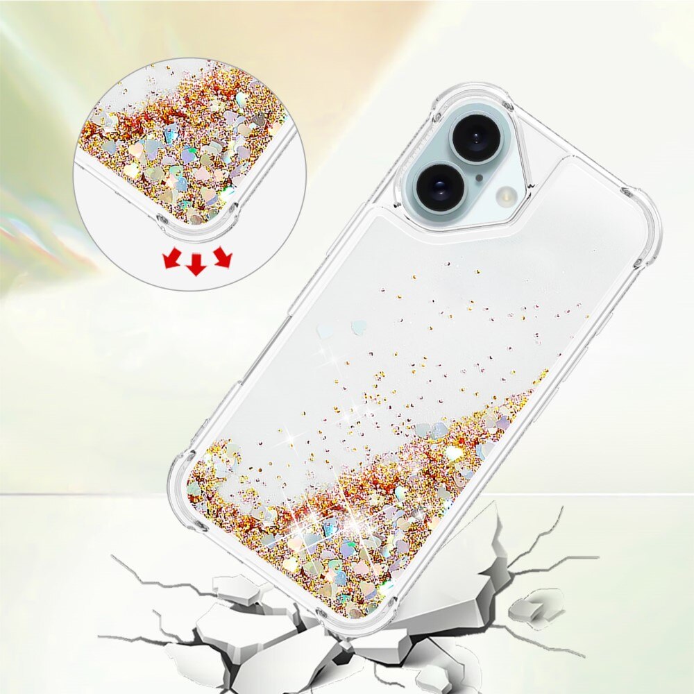 Cover Glitter Powder TPU iPhone 16 oro