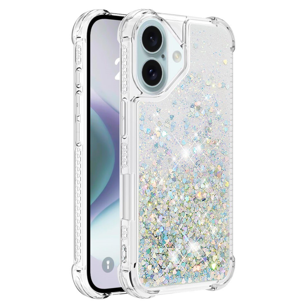 Cover Glitter Powder TPU iPhone 16 d'argento