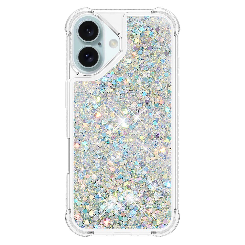 Cover Glitter Powder TPU iPhone 16 d'argento