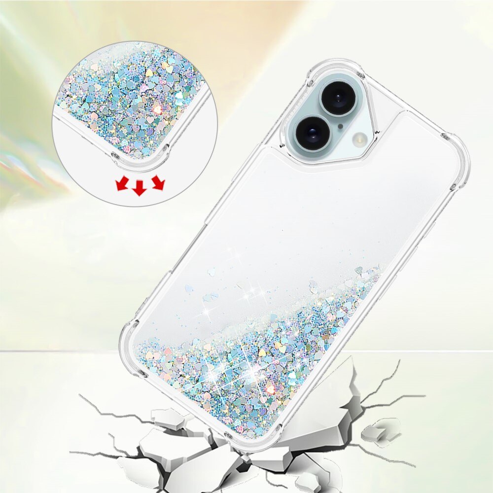 Cover Glitter Powder TPU iPhone 16 d'argento