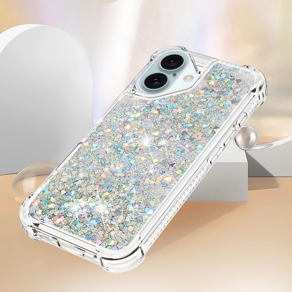 Cover Glitter Powder TPU iPhone 16 d'argento