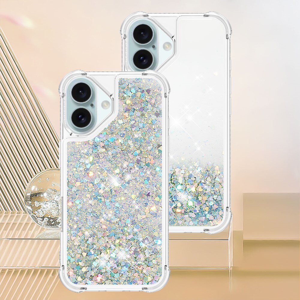 Cover Glitter Powder TPU iPhone 16 d'argento