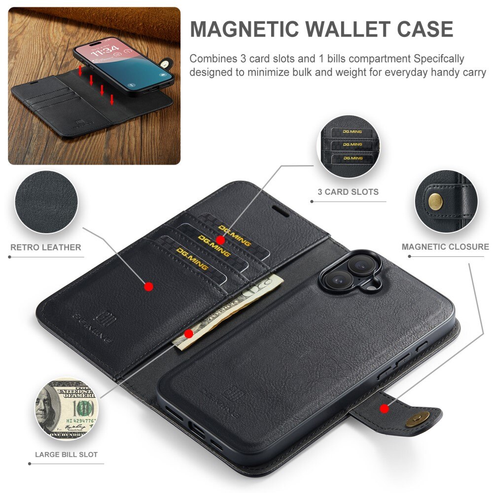 Cover portafoglio Magnet Wallet iPhone 16 Plus Black