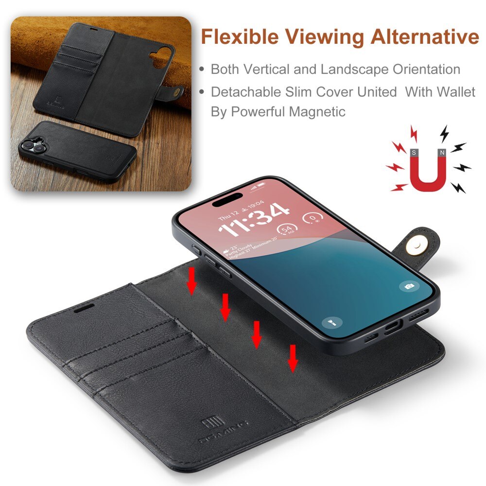 Cover portafoglio Magnet Wallet iPhone 16 Plus Black