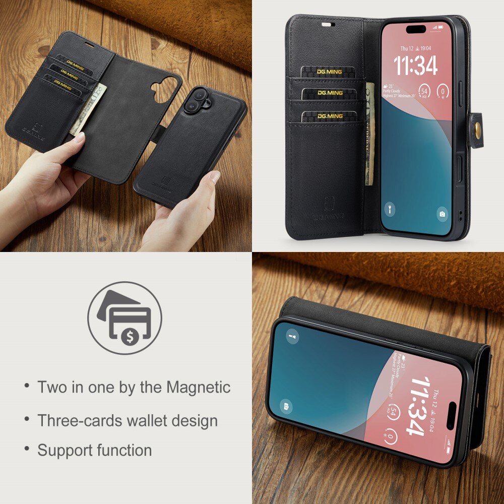 Cover portafoglio Magnet Wallet iPhone 16 Plus Black