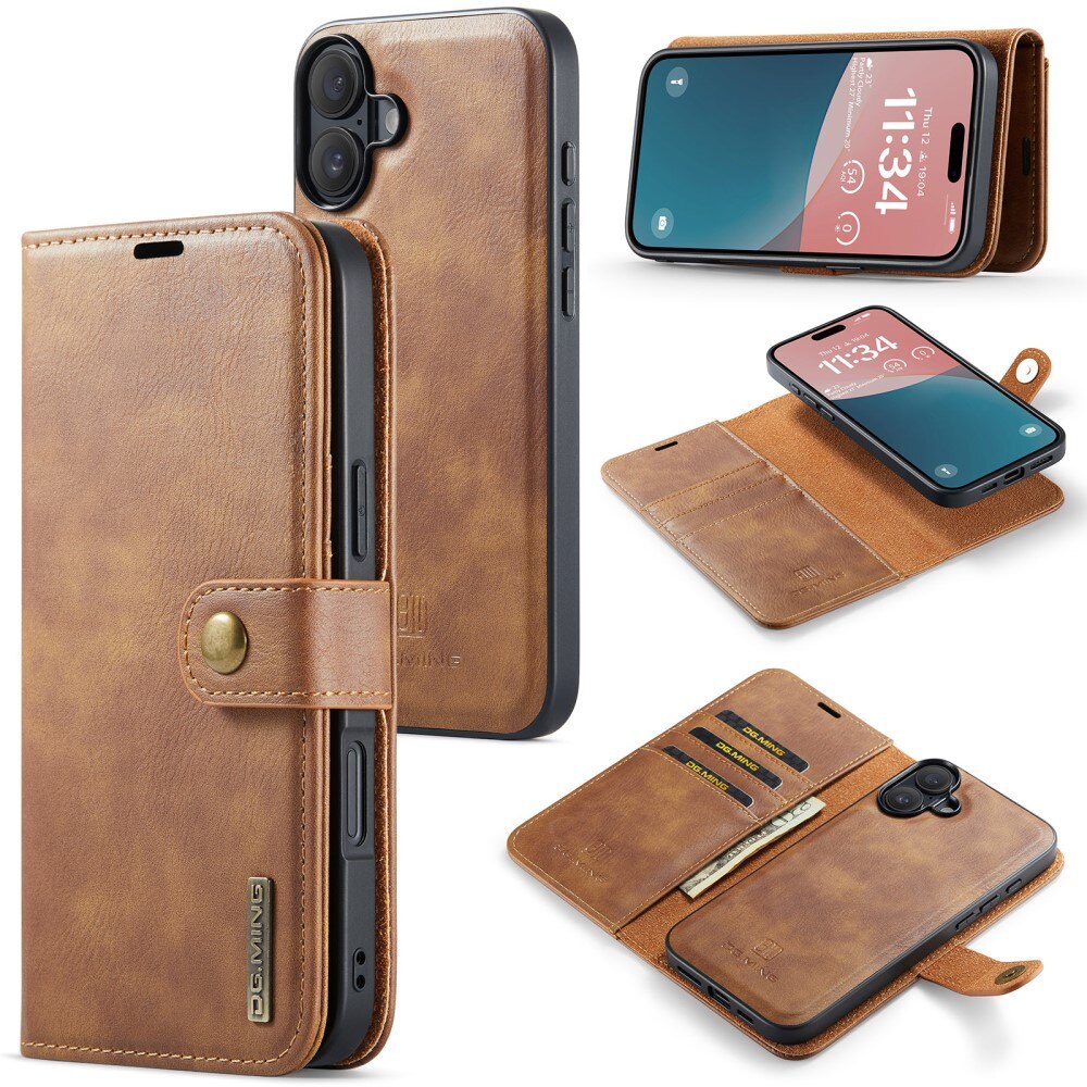 Cover portafoglio Magnet Wallet iPhone 16 Plus Cognac