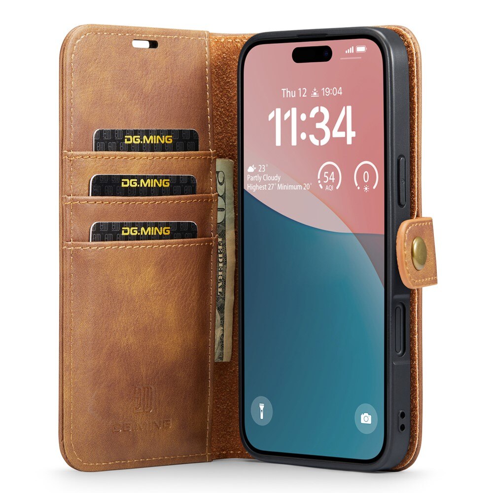 Cover portafoglio Magnet Wallet iPhone 16 Plus Cognac