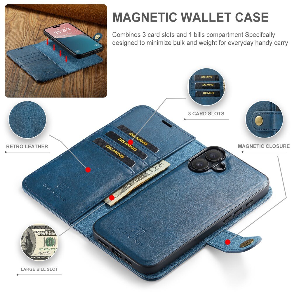 Cover portafoglio Magnet Wallet iPhone 16 Plus Blue