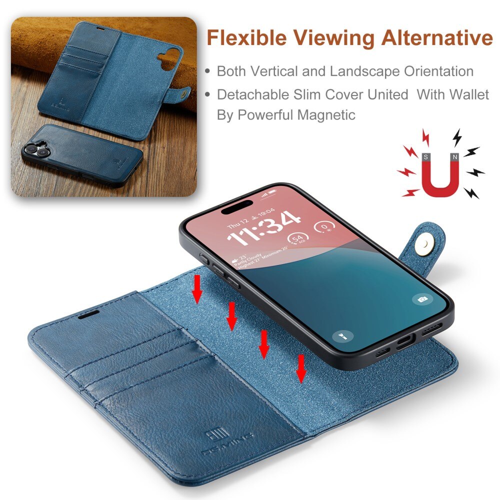 Cover portafoglio Magnet Wallet iPhone 16 Plus Blue