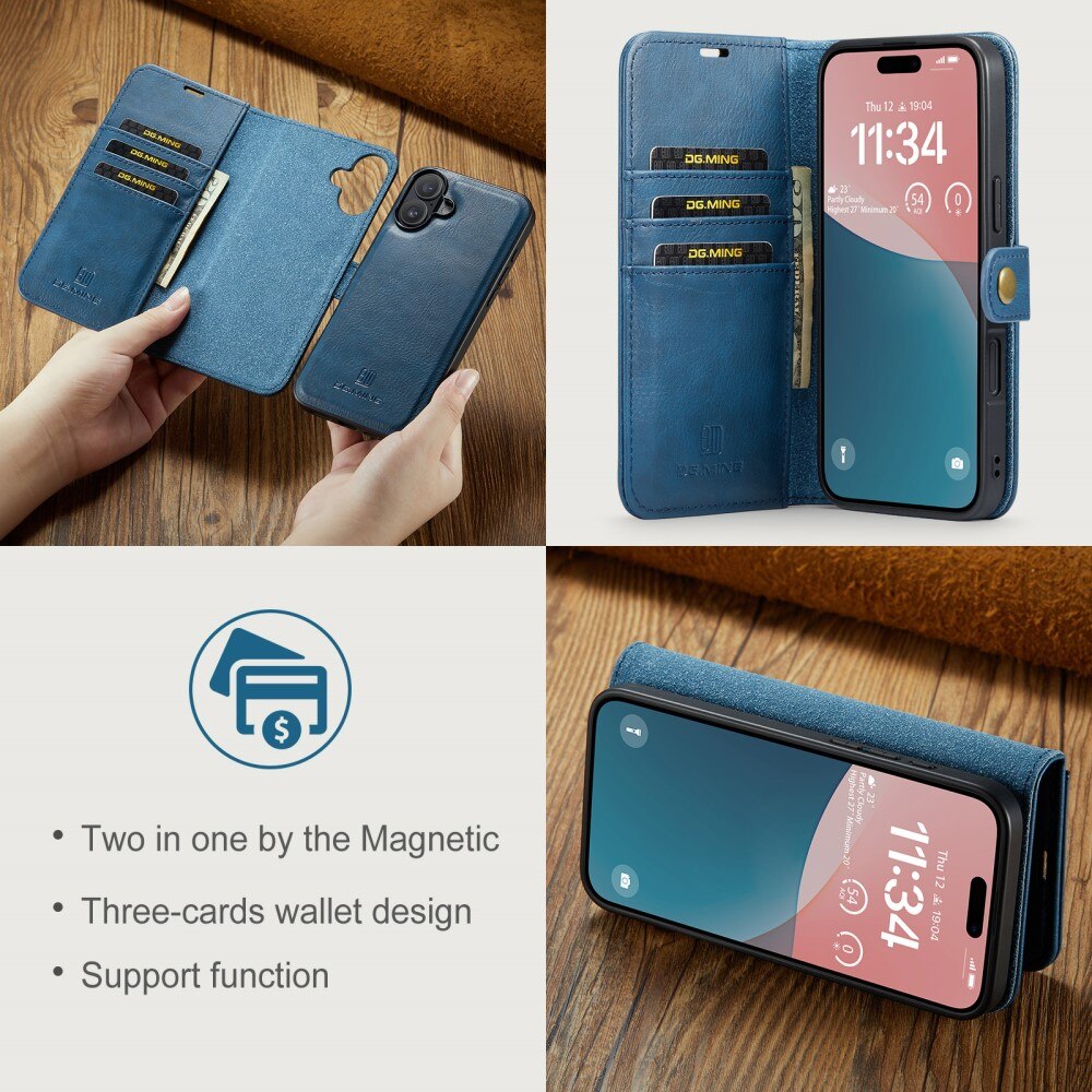 Cover portafoglio Magnet Wallet iPhone 16 Plus Blue