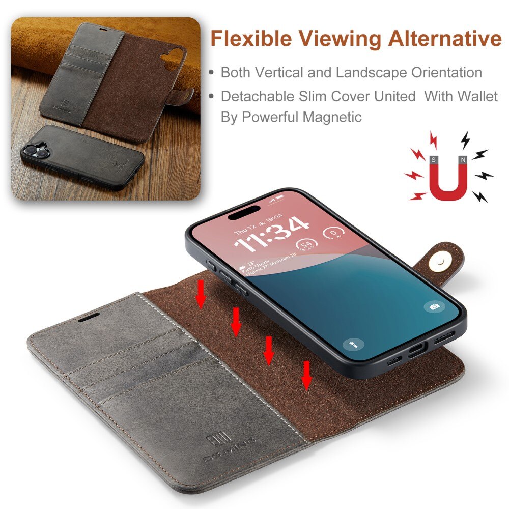 Cover portafoglio Magnet Wallet iPhone 16 Brown