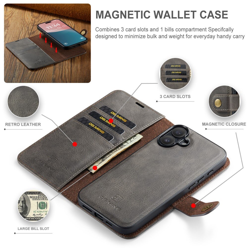 Cover portafoglio Magnet Wallet iPhone 16 Brown