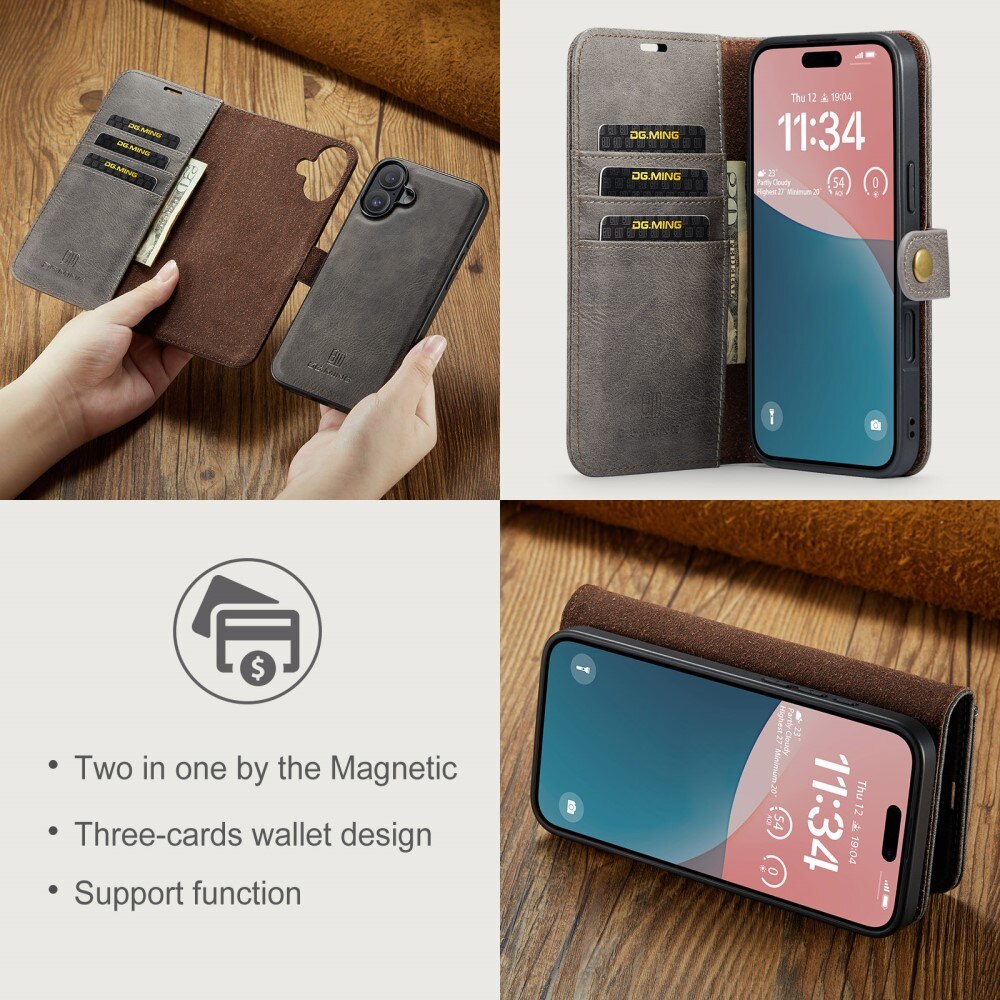 Cover portafoglio Magnet Wallet iPhone 16 Brown