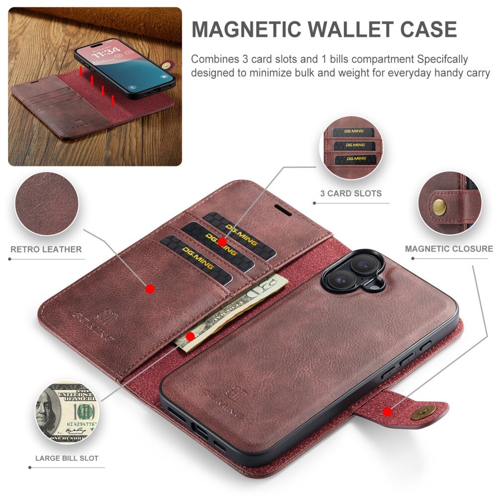 Cover portafoglio Magnet Wallet iPhone 16 Red