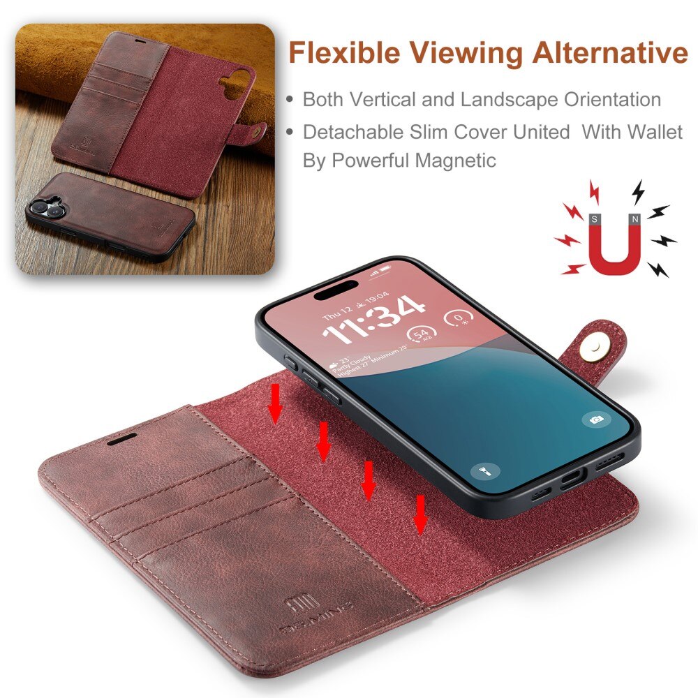 Cover portafoglio Magnet Wallet iPhone 16 Red