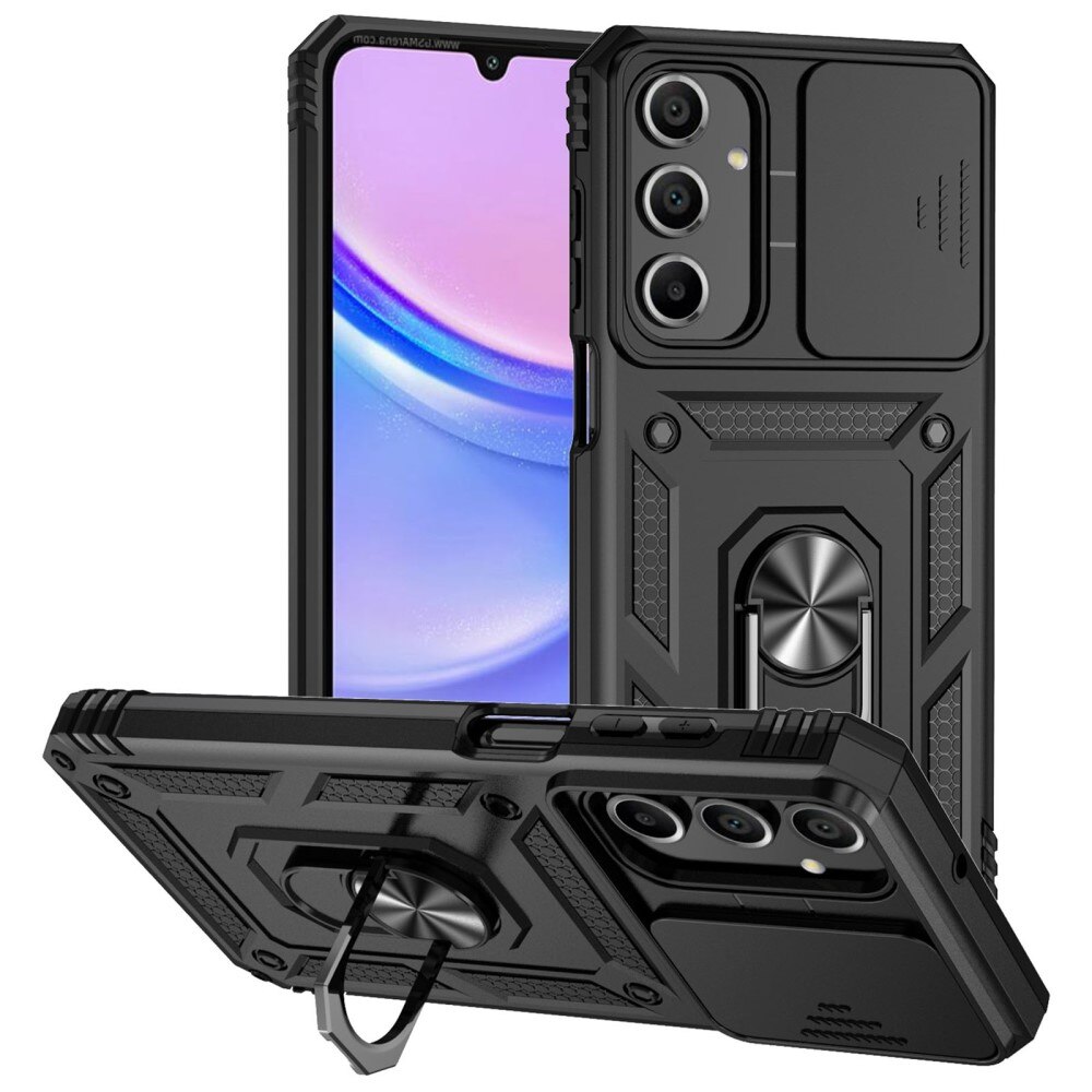 Cover ibride con anello e protezione fotocamera Samsung Galaxy A16 Nero