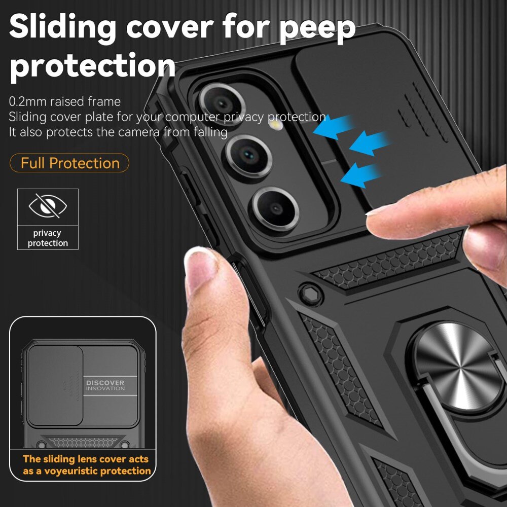 Cover ibride con anello e protezione fotocamera Samsung Galaxy A16 Nero