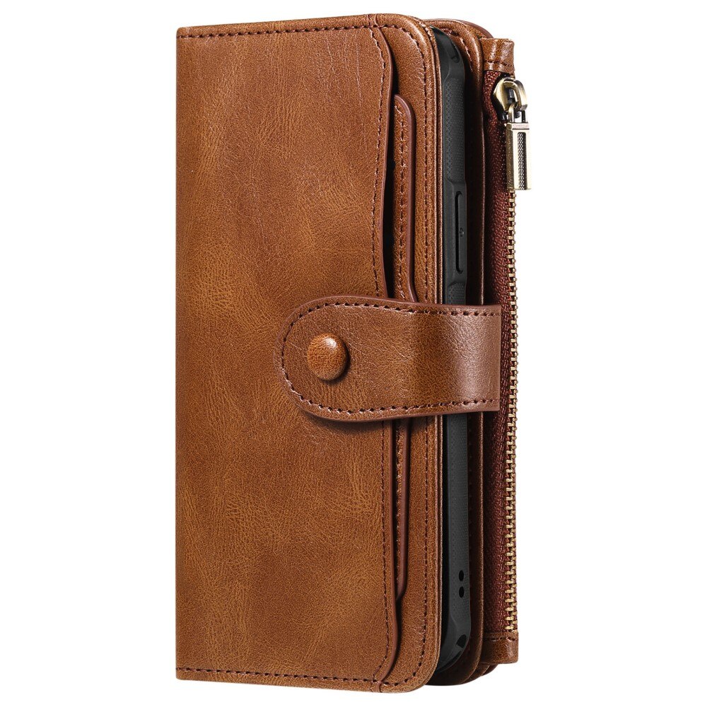 Magnet Leather Multi Wallet iPhone 16 Pro marrone