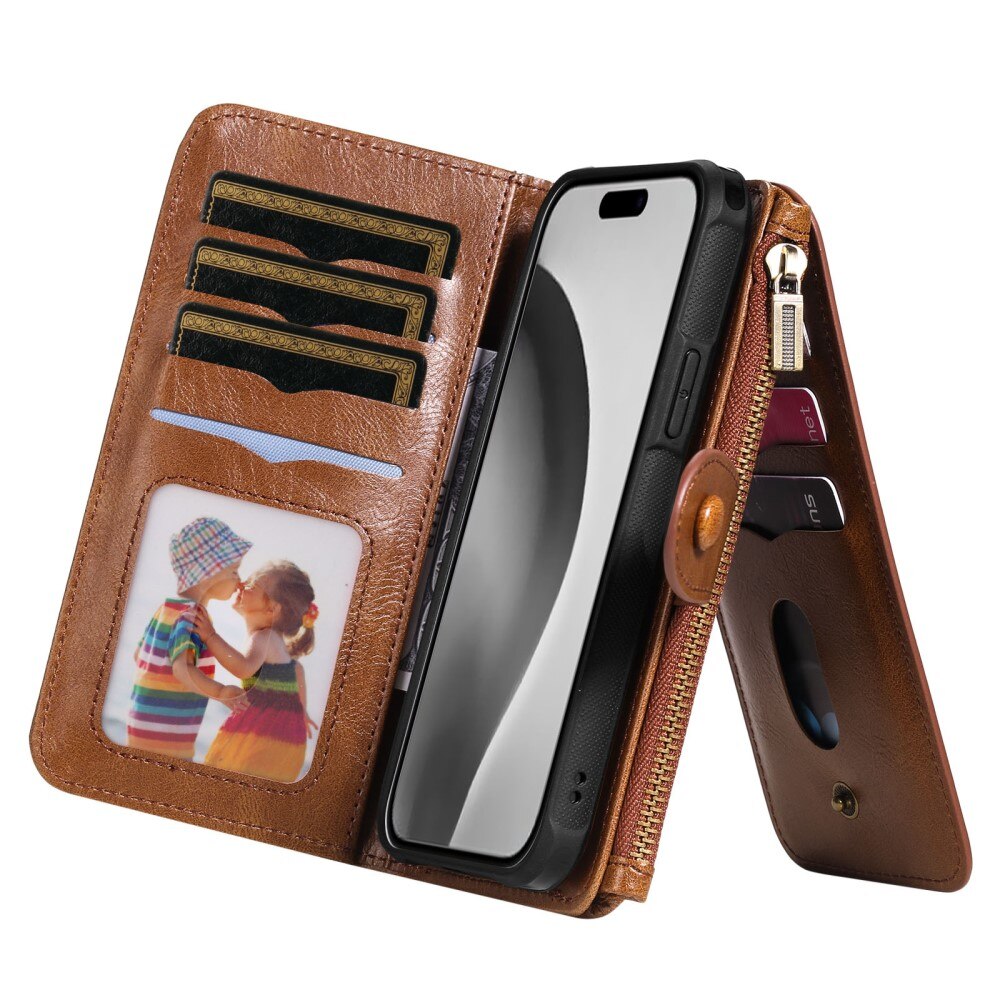 Magnet Leather Multi Wallet iPhone 16 Pro marrone