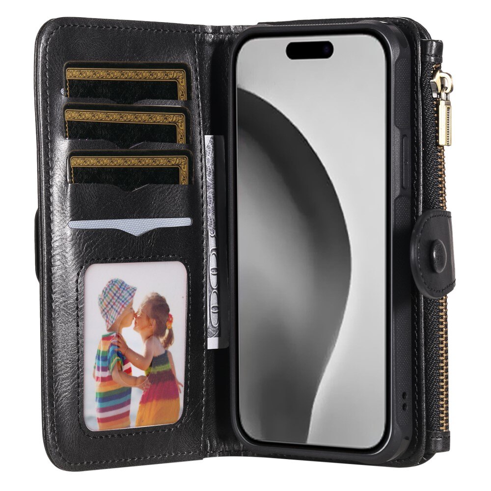 Magnet Leather Multi Wallet iPhone 16 Pro nero