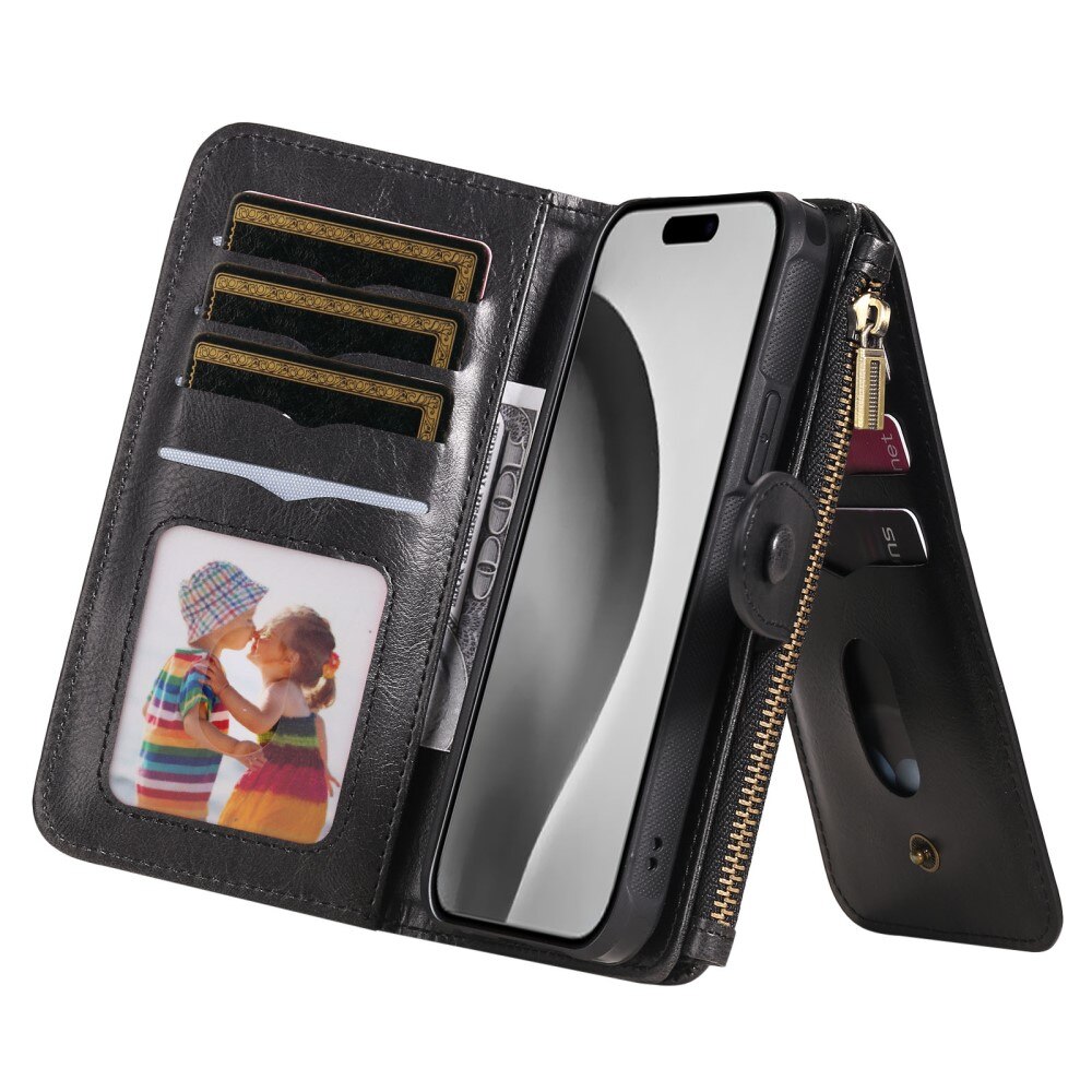 Magnet Leather Multi Wallet iPhone 16 Pro nero